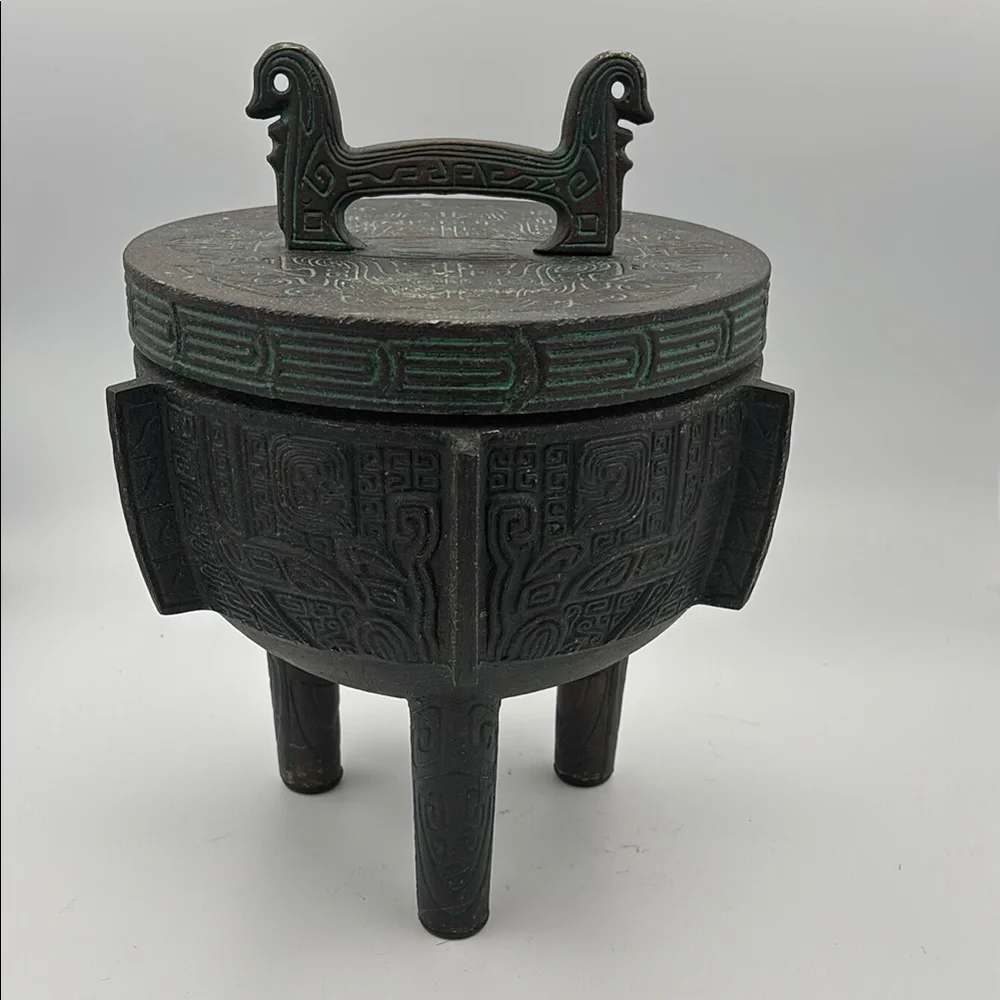 VTG‎ JAMES MONT Verdigris Mid-Century Asian Large ICE BUCKET w/ Liner